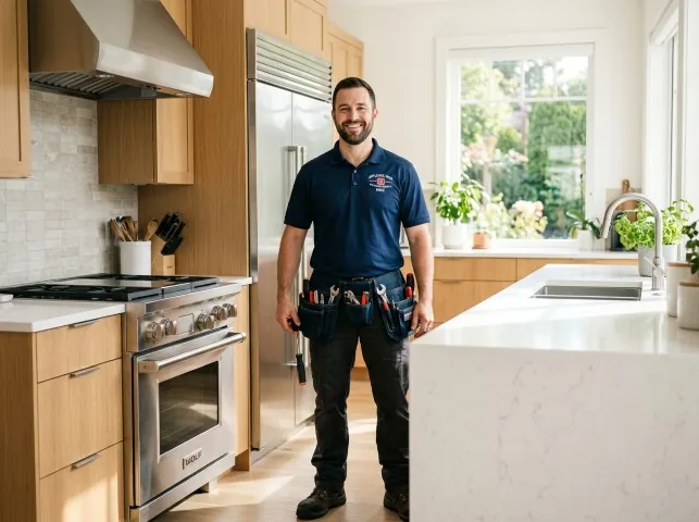 Appliance Repair Hero technician in a Alton, AL kitchen after an appliance repair